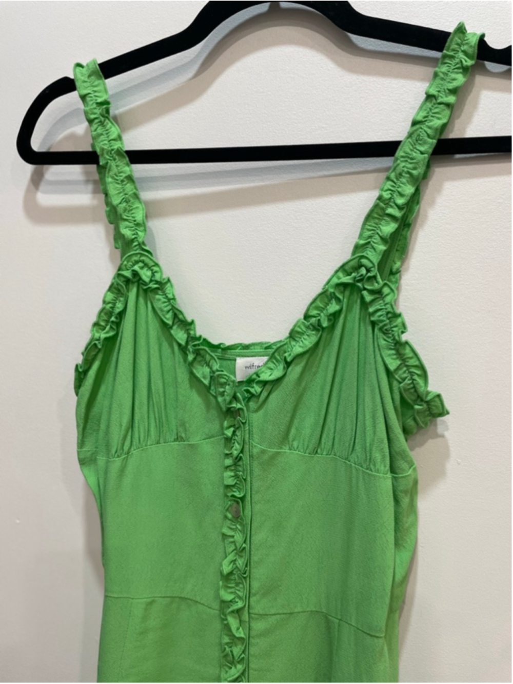 Wilfred Green Lealia Babydoll Milkmaid Button-Front Midi Dress Size 2 Ruffle - Picture 3 of 9